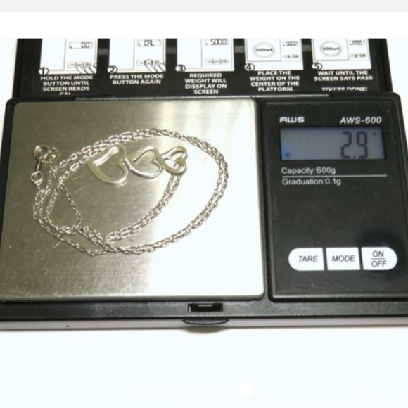 Sterling Silver Three Hearts Necklace 2.9g - Picture 6 of 6